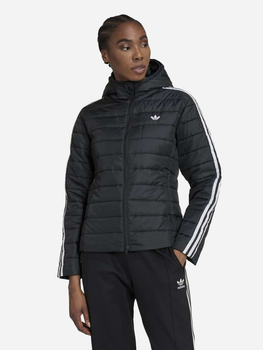 Куртка демісезонна коротка з капюшоном жіноча adidas Hooded Premium Slim Jacket WHM2612 34 Чорна (4066747400479)