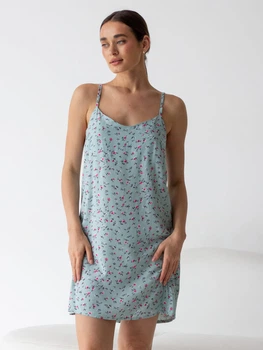 Нічна сорочка жіноча BARWA garments 0342 M Бірюза в дрібну квіточку (2110003422841)
