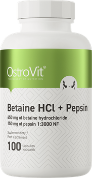 Харчова добавка OstroVit Betaine HCl + Pepsin 100 капсул (5903933905389)