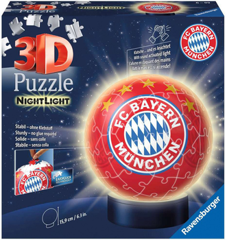 3D Пазл Ravensburger Ball Nachtlicht FC Bayern München 15 x 15 x 15 см 72 деталей (4005556121779)