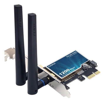 Геймерская двухдиапазонная Сетевая карта WiFi+Bluetooth PCI-E Fenvi FV-AC1200 2.4G/5G 1200 Mbps + 2 Антенны (18841)