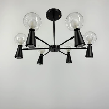 Люстра потолочная Light House LNF-17456/6+6 BK (6 цоколя G9 + 6 цоколя GU10) черная с прозрачным плафоном