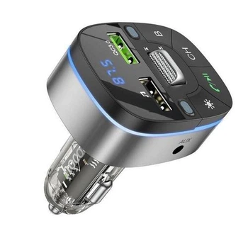 Hoco E71 FM-трансмітер Crystal transparent discovery edition QC 3.0 BT/AUX/FM/USB jazz black