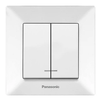 Вимикач двоклавішний з підсвіткою Panasonic Arkedia Slim білий WNTC0010-2WH