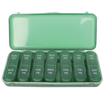 Таблетка органайзер для таблеток Lesko FY-8412 на 14 відділень Dark Green