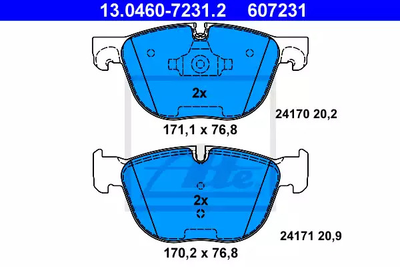 Комплект тормозных колодок, дисковый тормоз BMW X6, ATE (13046072312)