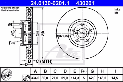 Диск тормозной LEXUS IS, ATE (24013002011)