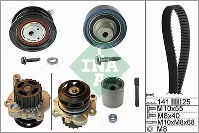 Помпа + комплект ременя ГРМ SKODA OCTAVIA, AUDI A3, INA (530036131)