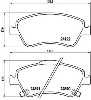 Комплект гальмівних колодок, дискове гальмо TOYOTA COROLLA, BREMBO (P83079)