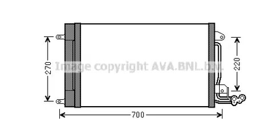 Радиатор, конденсор кондиционера AUDI A1, VW POLO, AVA COOLING (STA5038D)