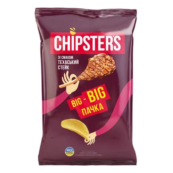 Чипси картопляні зі смаком «Техаський стейк» 160 г ТМ "CHIPSTER'S"