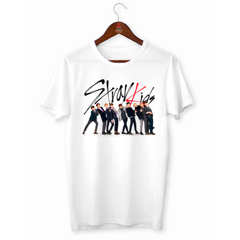 Футболка белая с принтом "Группа Stray Kids. Феликс, Чанбин, Ли Но, Хан, Синмин, Айен, Бан Чан" Push IT L ФП012451L