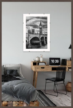 Фоторамка дерев'яна 80х120 багет: DL1906-04 Темне дерево (з глянсовим прозорим пластиком 0.8мм, двп) EmojiFrame