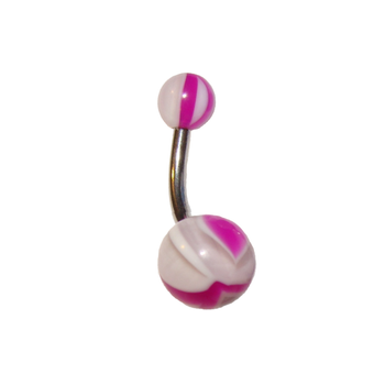 Сережка в пупок банан 11х1.6х5/8 акрил UV світиться в ультрафіолеті Mr.Piercing White Pink