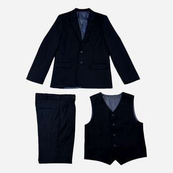 Підлітковий класичний костюм (піджак + жилет + штани) для хлопчика Cool Club CCB1422030-00 158 см Синій (5902568309463)