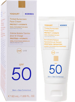 Krem przeciwsłoneczny do twarzy Korres Yoghurt Tinted z filtrem SPF 50 Nude 50 ml (5203069126444)