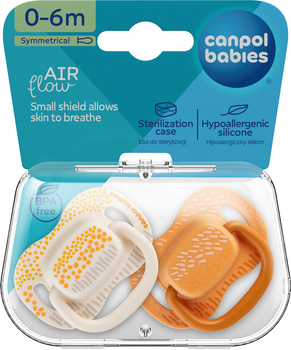 Canpol babies Пустушка силіконова симетрична 0-6 міс MOUNTAINS 2 шт. - жовті 34/930_yel 5901691889576