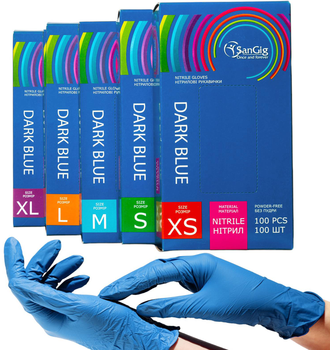 Перчатки смотровые Sangig нитриловые нестерильные Размер L 100 шт Синие (002912)