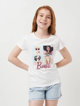 Детская футболка для девочки Disney Barbie EX1133 122-128 см Белая (3609086971319)
