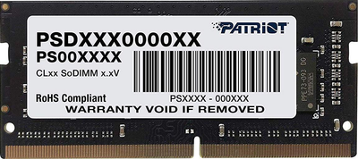 Пам'ять для ноутбуків Patriot Signature SODIMM DDR4 8 GB 2133 MHz (PSD48G213381S)(1132868)