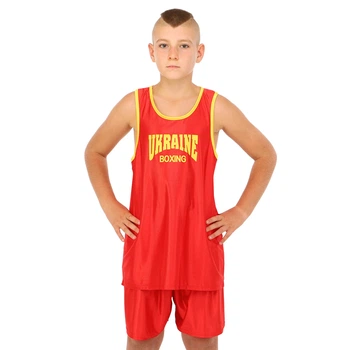 Форма боксерская CO-8942 UKRAINE Sport детская красная size L 145-155см