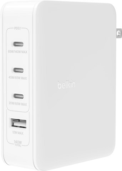 Блок живлення Belkin для ноутбука 4-Port GaN Wall Charger 140W (WCH014BTWH)