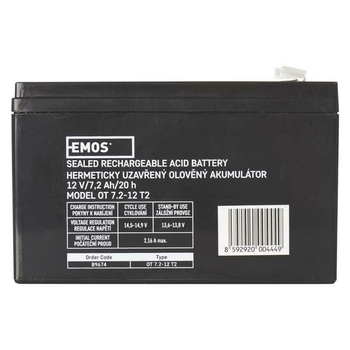 Акумуляторна батарея для ДБЖ Emos B9674 12V 7.2AH (FAST.6.3 MM) AGM B9674