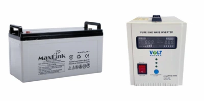 Комплект резервного живлення Sinus Pro 800E + АКБ MaxLink AGM 12V 120AH для котла