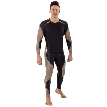 Мужской спортивный комплект рашгард + тайтсы Domino 210-7 размер 2XL (180-185см) Black-Brown