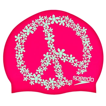 Шапочка для плавания силиконовая для взрослых SPEEDO SLOGAN PRINT 808385C899 розовый-мятный