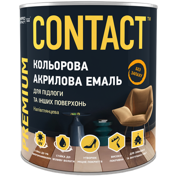 Емаль акрилова кольорова Contact Універсальна для підлоги та інших поверхонь сірий 2.5 кг