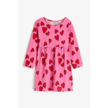 Платье длинный рукав розово-красное Сердце H&M 92см (400097709)