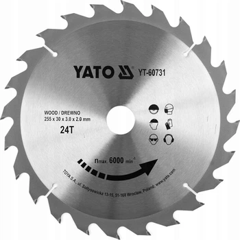 Пильный Диск по Дереву Ø 255 х 30 х 3.0 мм, 24 зуба YATO (YT-60731)