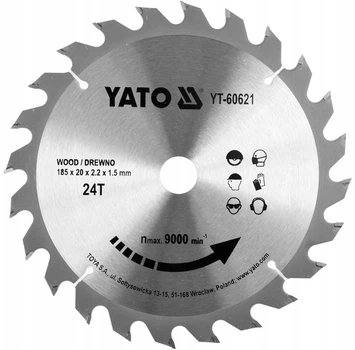 Диск Для Циркулярной Пилы Ø 185 х 20 х 2.2 мм, 24 зуба YATO (YT-60621)