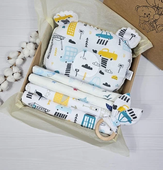 Набор пеленок для новорожденных a.l.babybox Машины в городе голубой