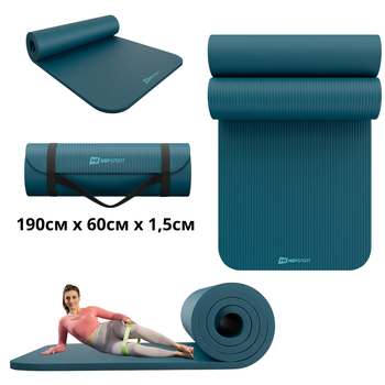 Коврик для йоги Hop-Sport HS-NB015GM NBR 1,5см темный морской