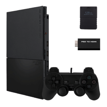 Набор Консоль Sony PlayStation 2 Slim SCPH-9xxx Chip Black Б/У + Адаптер RMC + Карта Памяти 128MB