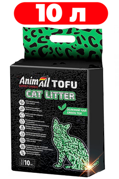 Наполнитель для кошек гранулированный комкующийся с ароматизатором AnimAll Tofu Cat Litter Green Tea 10л