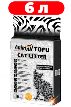 Наполнитель для кошек гранулированный комкующийся с ароматизатором AnimAll Tofu Cat Litter Carbon 6л