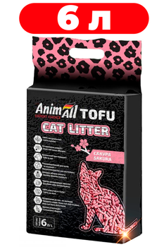 Наполнитель для кошек гранулированный комкующийся с ароматизатором AnimAll Tofu Cat Litter Sakura 6л