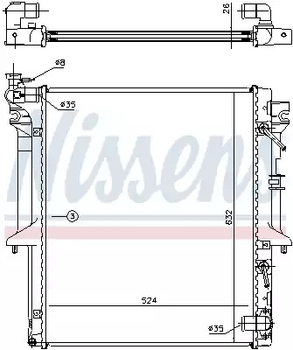 Радіатор охолодження двигуна MITSUBISHI L200/300, NISSENS (62896)