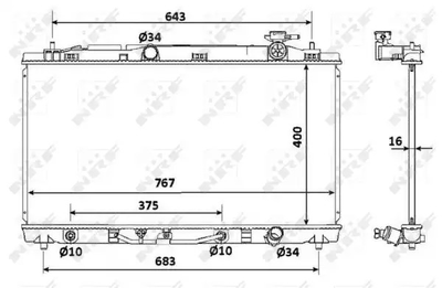 Радиатор охлаждения двигателя LEXUS ES, TOYOTA AURION, NRF (53922)