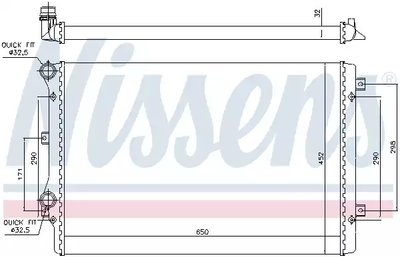 Радиатор охлаждения двигателя SKODA YETI, SEAT ALTEA, NISSENS (65279A)