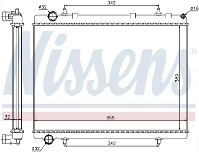 Радиатор охлаждения двигателя CITROËN C5, PEUGEOT 308, NISSENS (63601)