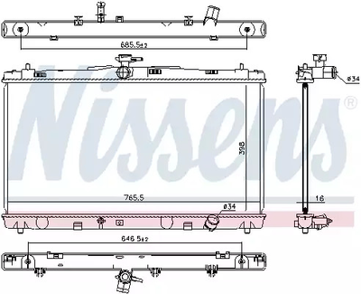 Радиатор охлаждения двигателя TOYOTA CAMRY, NISSENS (646869)