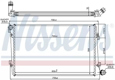 Радиатор охлаждения двигателя SKODA SUPERB, SEAT ALTEA, NISSENS (65292)