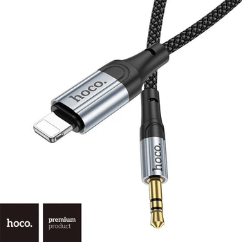 Аудио Кабель AUX to Lightning- Hoco UPA26 (1 метр, Aux 3.5mm - Lightning, TPE, переходник) - Черный