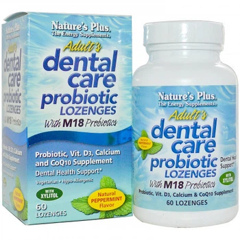 Препарат для здоров'я зубів і порожнини рота Natures Plus Adult's Dental Care Probiotic Lozenges with M18 Probiotics 60 таблеток (333378)