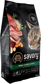 Сухой корм для взрослых капризных кошек Savory (индейка и утка) 2 кг