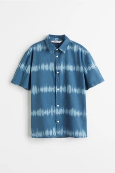 Рубашка с короткими рукавами синяя Тай-дай H&M 146см (400097760)